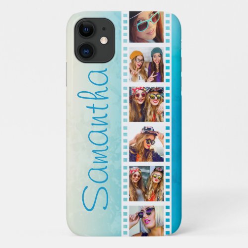 Girly Trendy Modern Blue Grunge iPhone 11 Case