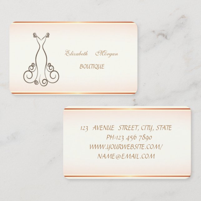 Girly Trendy Modern  Elegant ,Dress Business Card (Front/Back)