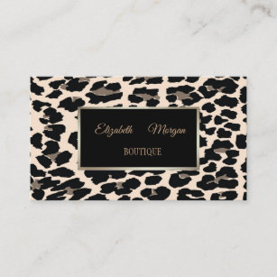 Girly Trendy Modern  Elegant,Leopard Print, Frame Business Card