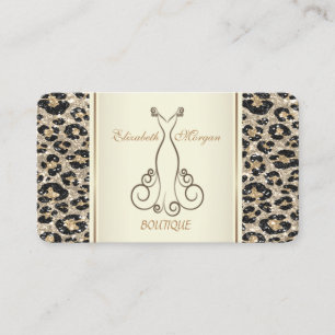 Girly Trendy Modern Glitter Leopard Print ,Dress Business Card