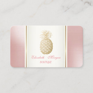 Girly Trendy Modern Gold Pineapple Tropical Business Card