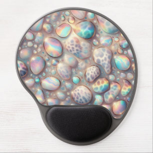 Girly Trendy Opal Leopard Print Monogram Gel Mouse Pad