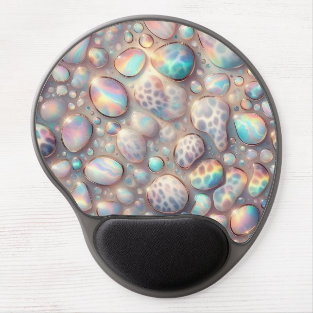 Girly Trendy Opal Leopard Print Monogram Gel Mouse Pad (Front)