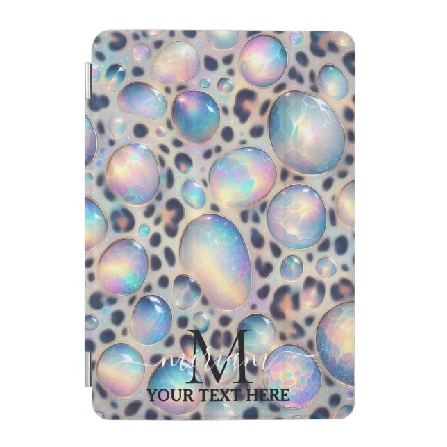 Girly Trendy Opal Leopard Print Monogram iPad Mini Cover (Front)