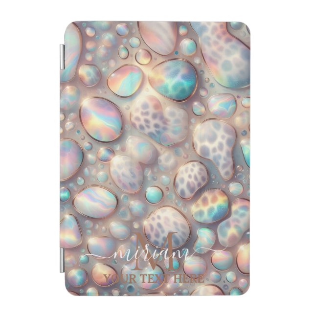Girly Trendy Opal Leopard Print Monogram iPad Mini Cover (Front)