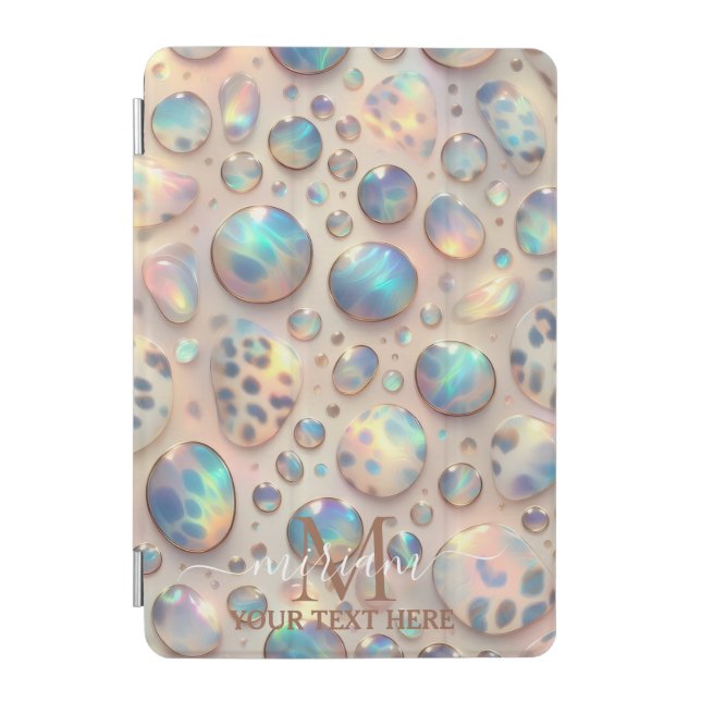 Girly Trendy Opal Leopard Print Monogram iPad Mini Cover (Front)