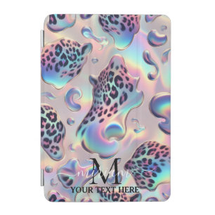 Girly Trendy Opal Leopard Print Monogram iPad Mini Cover