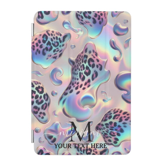 Girly Trendy Opal Leopard Print Monogram iPad Mini Cover (Front)