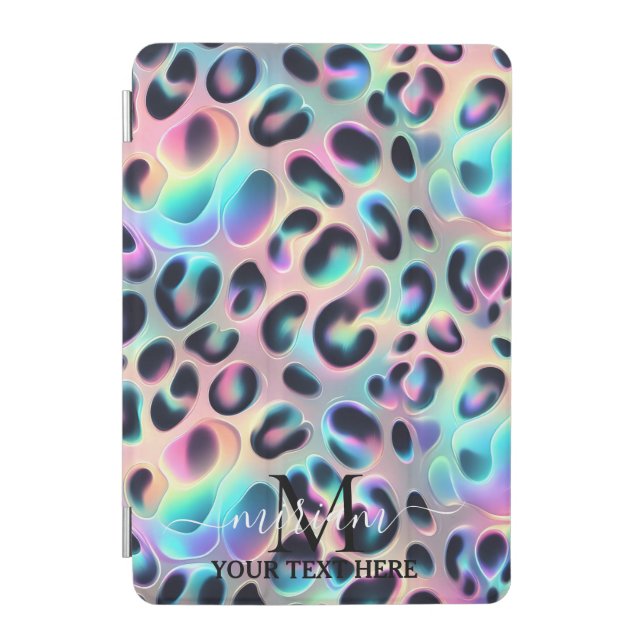 Girly Trendy Opal Leopard Print Monogram iPad Mini Cover (Front)