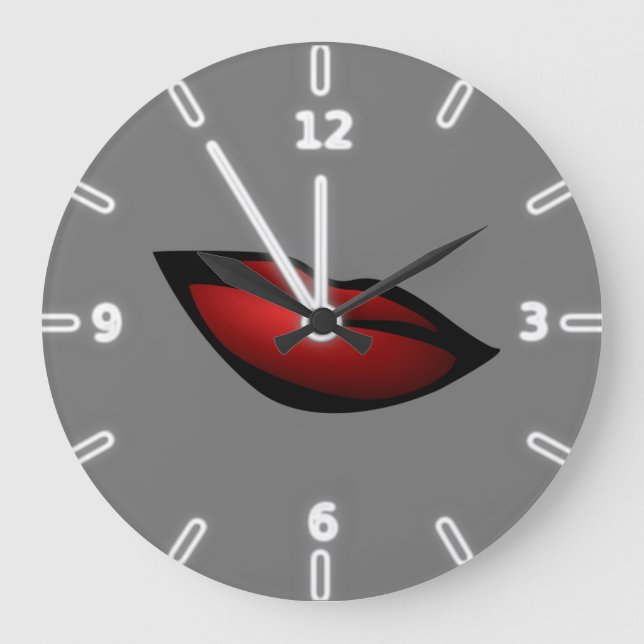 Girly Trendy Red Lips,Kiss Large Clock (Front)