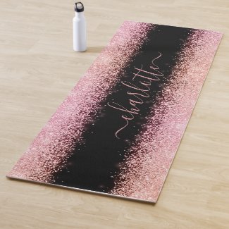 Girly Trendy Rose Gold Glitter Script Name 