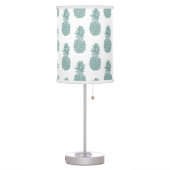 Girly Trendy Teal Glitter Pineapple Pattern Table Lamp (Left)