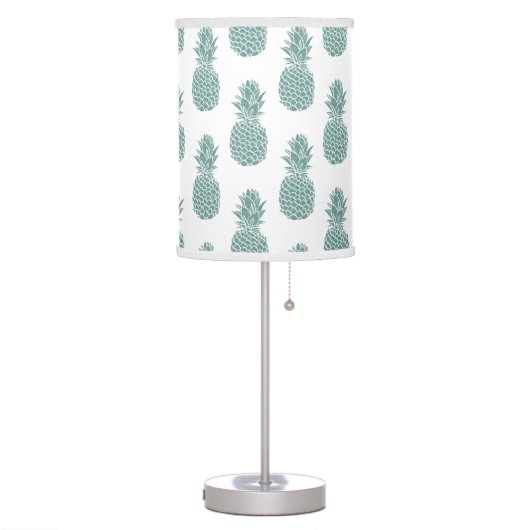 Girly Trendy Teal Glitter Pineapple Pattern Table Lamp (Left)