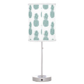 Girly Trendy Teal Glitter Pineapple Pattern Table Lamp (Back)