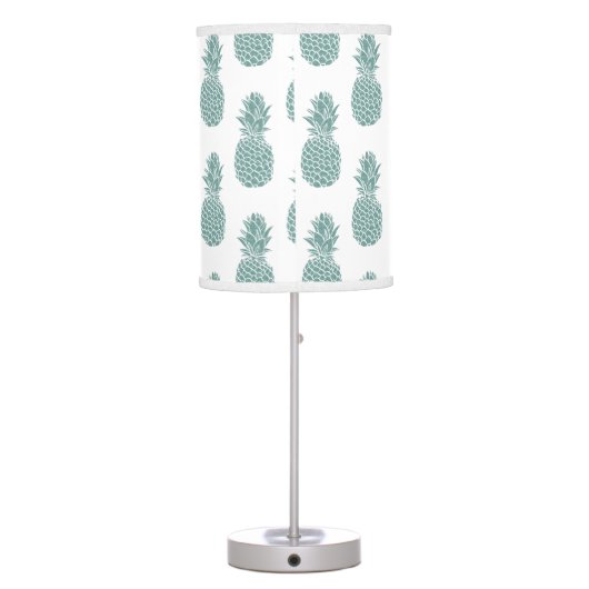 Girly Trendy Teal Glitter Pineapple Pattern Table Lamp (Back)