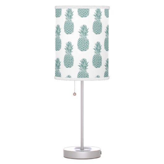 Girly Trendy Teal Glitter Pineapple Pattern Table Lamp (Right)