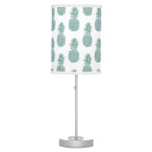 Girly Trendy Teal Glitter Pineapple Pattern Table Lamp (Front)