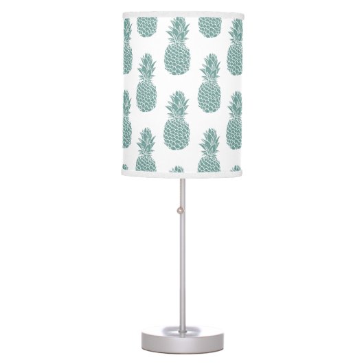 Girly Trendy Teal Glitter Pineapple Pattern Table Lamp (Front)