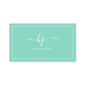 Girly Trendy Teal Professional Business Card