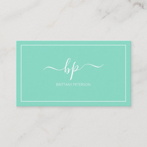 Girly Trendy Teal Professional Business Card