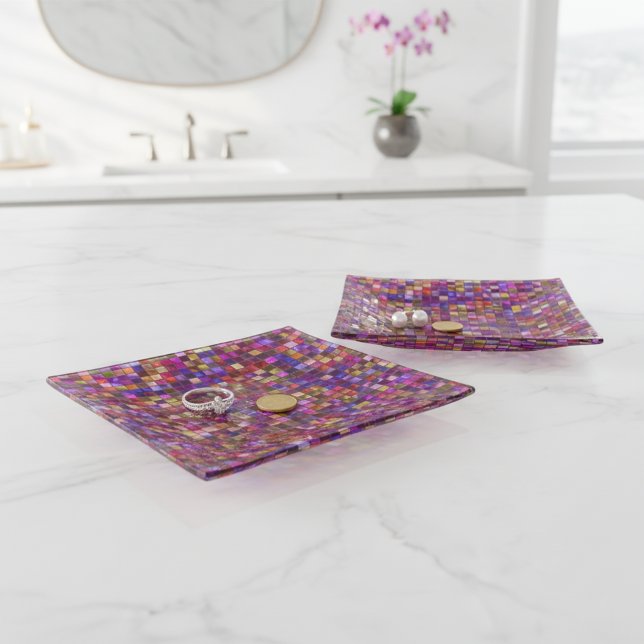 Girly Trinket Trays | Keys Jewelry | Modern Mosaic (Stylish mosaic trinket tray.)