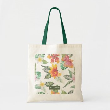 Girly Tropical Beach Personalized Name Tote Bag by Lovewhatwedo at Zazzle