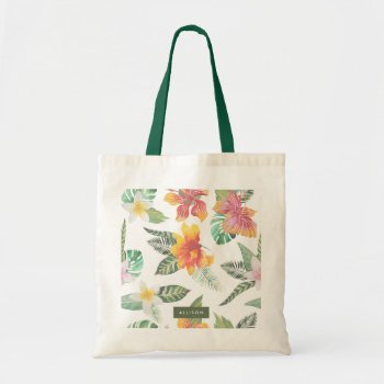 Girly Tropical Beach Personalized Name Tote Bag by Lovewhatwedo at Zazzle