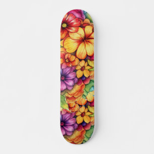 Girly Tropical Floral Skateboard