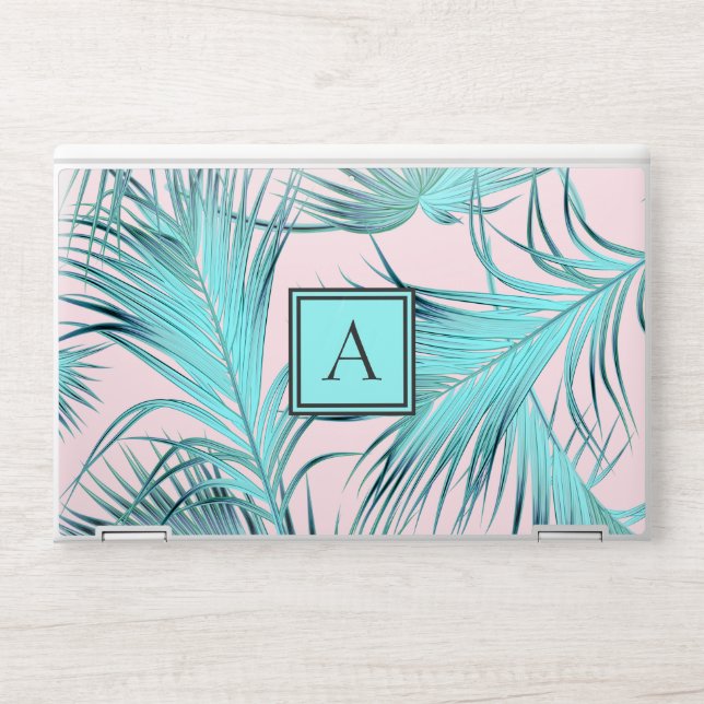 Girly Tropical Island Palm Fronds with Monogram HP Laptop Skin (Front)