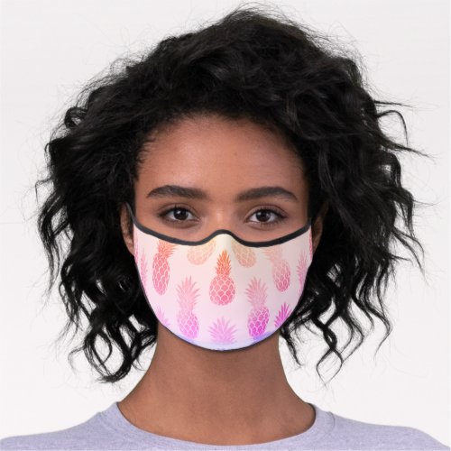 Girly Tropical Rainbow Summer Pineapples Safety Premium Face Mask
