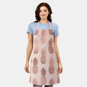 Girly Tropical Rose Gold Summer Pineapples Apron