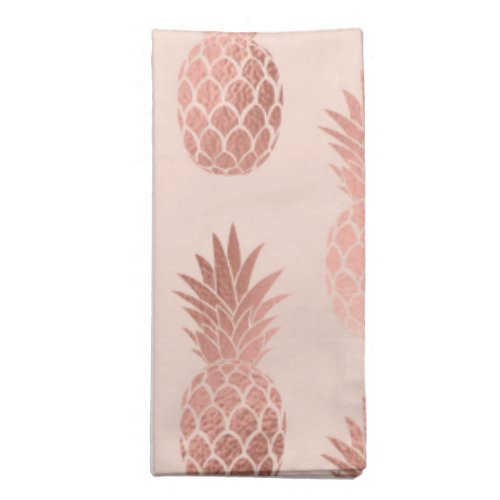 Girly Tropical Rose Gold Summer Pineapples Pattern Cloth Napkin