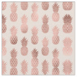 Girly Tropical Rose Gold Summer Pineapples Pattern Fabric