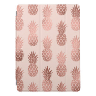 Girly Tropical Rose Gold Summer Pineapples Pattern iPad Pro Cover