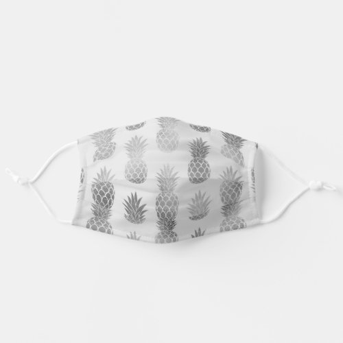 Girly Tropical Silver Summer Pineapples Safety Adult Cloth Face Mask