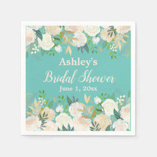 Girly Turquoise Blue Bridal Shower Bach Party Napkins