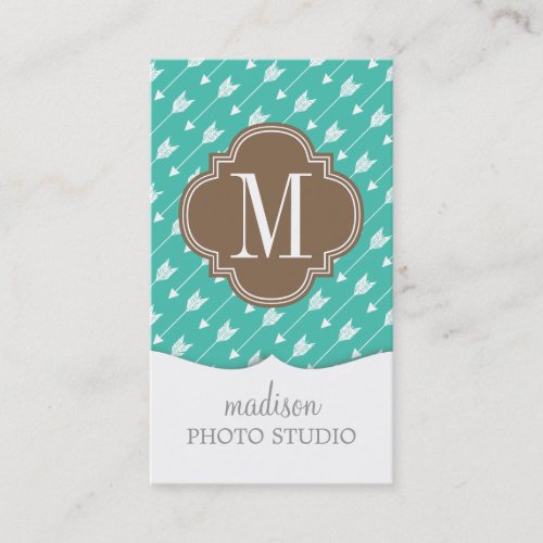 Girly Turquoise &amp; brown Tribal Arrows Custom Business Cards