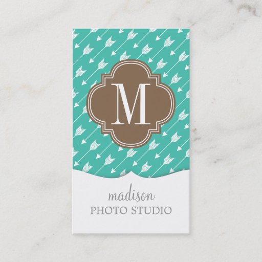 Customizable Girly Turquoise &amp; brown Tribal Arrows Custom Business Cards