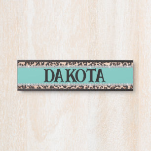Girly Turquoise Leopard Diamond Custom Horse Stall Door Sign
