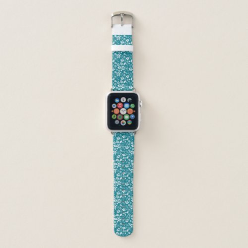 Girly Turquoise Teal Tropical Bohemian Flowers Apple Watch Band
