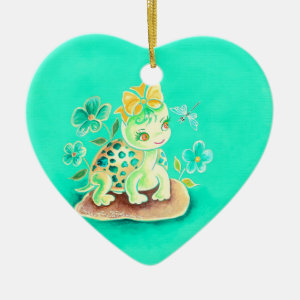 Girly Turtle Ceramic Ornament