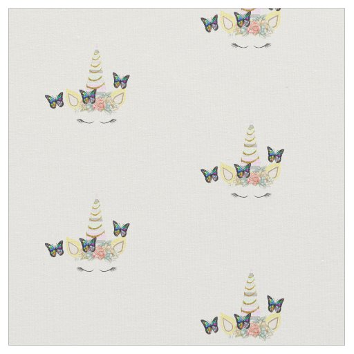 Girly Unicorn Face with Glitter rainbow pastel Fabric | Zazzle.com
