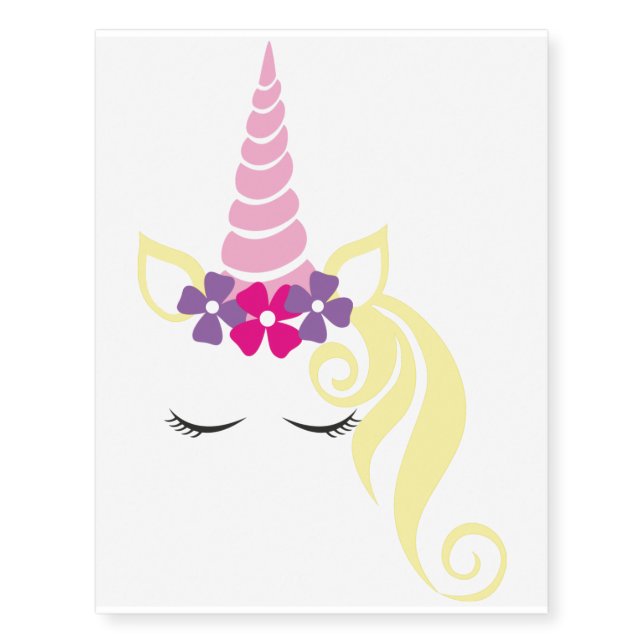 GIRLY UNICORN HEAD TEMPORARY TATTOO (Front)