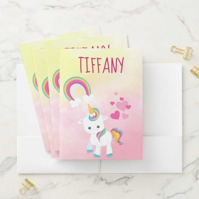 Girly Unicorn Pink Pocket Folder (In Situ)
