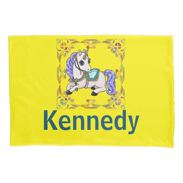Girly Unicorn Pony Bedtime Prayer Personalized Pillow Case (Front)