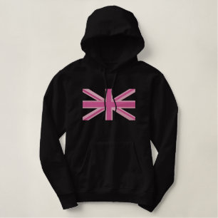 Girly Union Jack Flag England Swag Embroidery Embroidered Hoodie