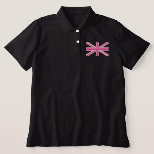 Girly Union Jack Flag England Swag Embroidery Embroidered Polo Shirt