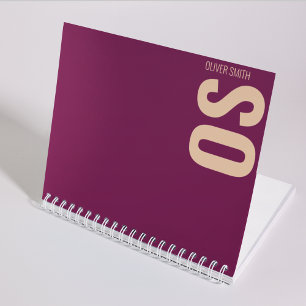 Girly Unique Burgundy Monogram Typography  Notebook