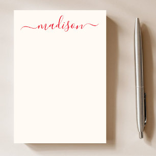 Girly Unique Red Typography Script Name Post-it Notes