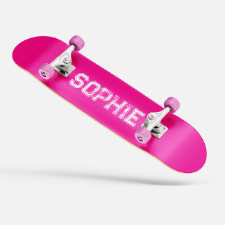 Girly Varsity Pink Skateboard Personalized Name